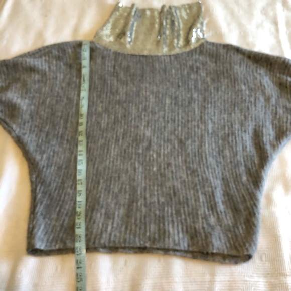 Dolman Sleeved Sweater with Silver Sequin Collar - Picture 4 of 7